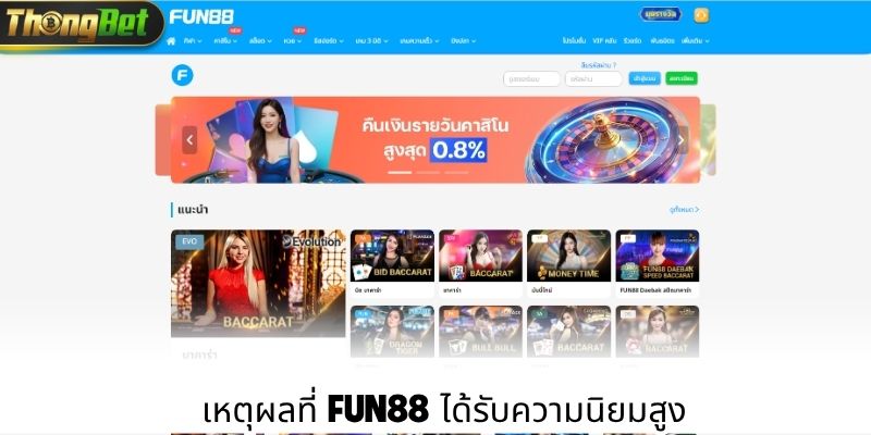 เหตุผลที่ Fun88 ได้รับความนิยมสูง